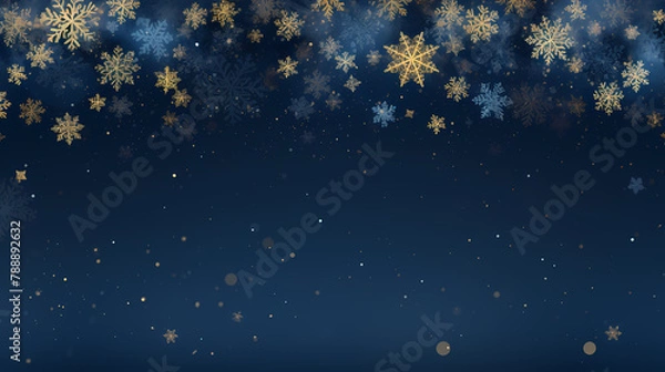 Fototapeta Golden snowflake decorative background