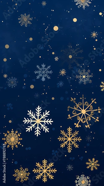 Fototapeta Golden snowflake decorative background