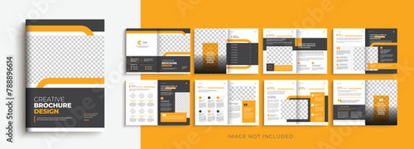 Obraz Editable company profile business brochure template design, red color shape modern brochure layout