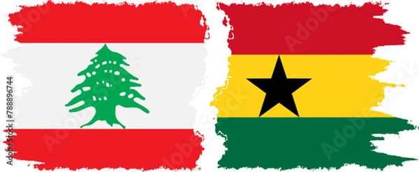 Fototapeta Ghana and Lebanon grunge flags connection vector