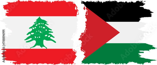 Fototapeta Palestine and Lebanon grunge flags connection vector