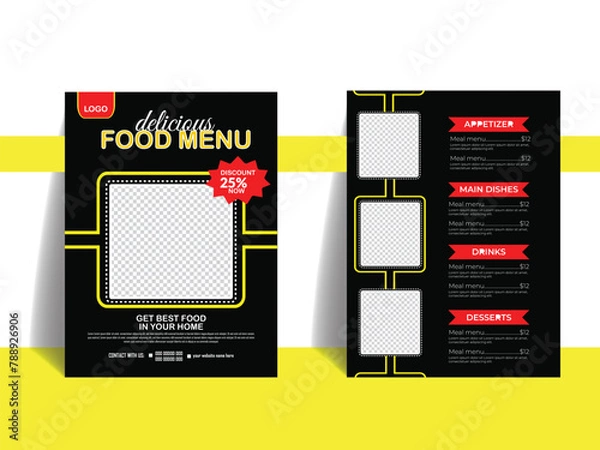 Obraz elegant modern food menu  with creative design.
