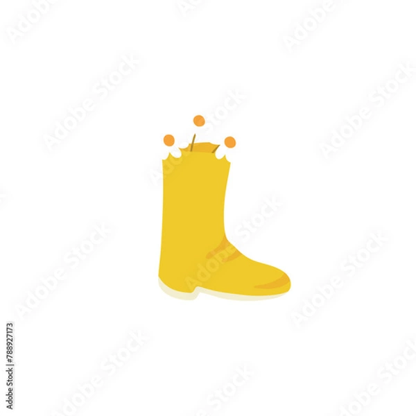 Obraz Yellow rubber boot with flowers