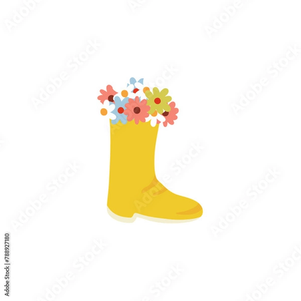 Obraz Yellow rubber boot with flowers