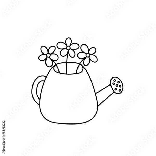 Obraz Watering can with flowers