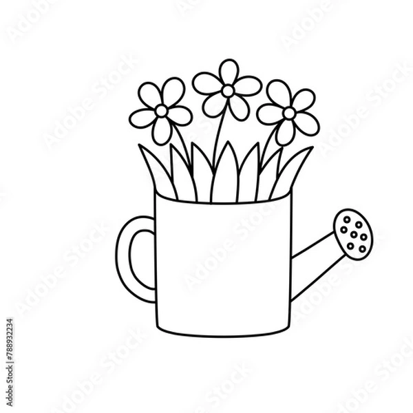 Obraz Watering can with flowers