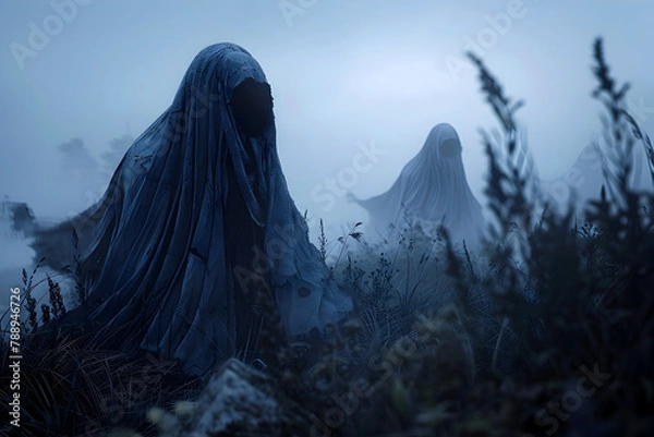 Fototapeta Ominous Spectral Presence Haunting the Twilight Gloom in Cinematic