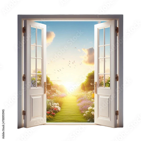 Obraz Open white double door, cut out