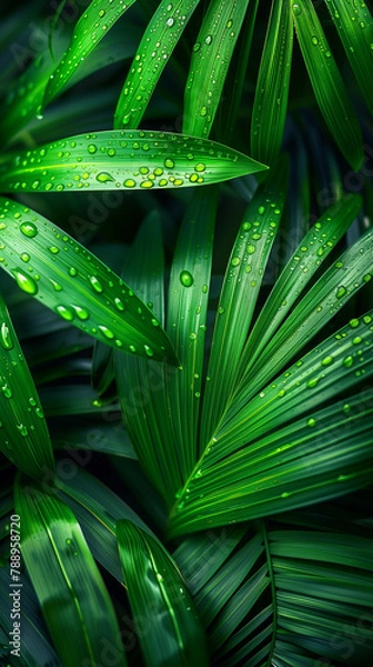Obraz Closeup palm leaves background. Green leaf  floral jungle pattern concept. abstract green leaf texture.
