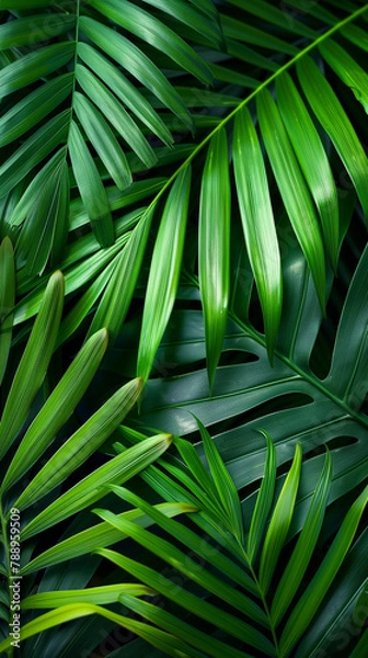 Obraz Closeup palm leaves background. Green leaf  floral jungle pattern concept. abstract green leaf texture.