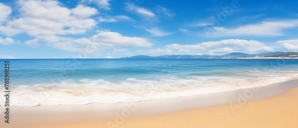Fototapeta Tropical beach with blue sky and white clouds abstract texture background