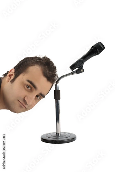 Fototapeta people staring at us next to the microphone