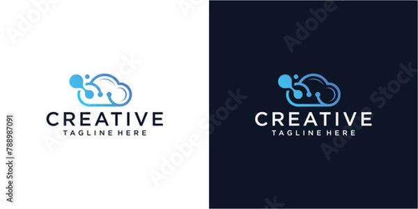 Fototapeta Creative Cloud logo design with technology concept.
