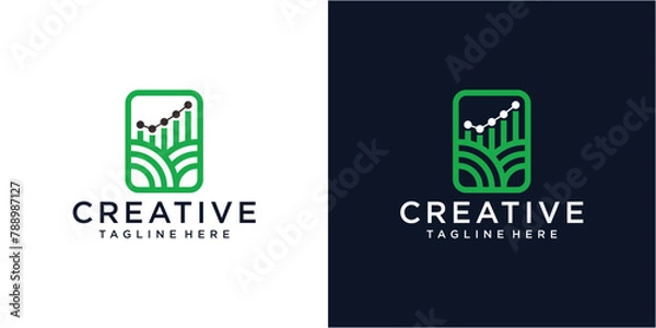 Fototapeta Creative farm analytic logo design template.