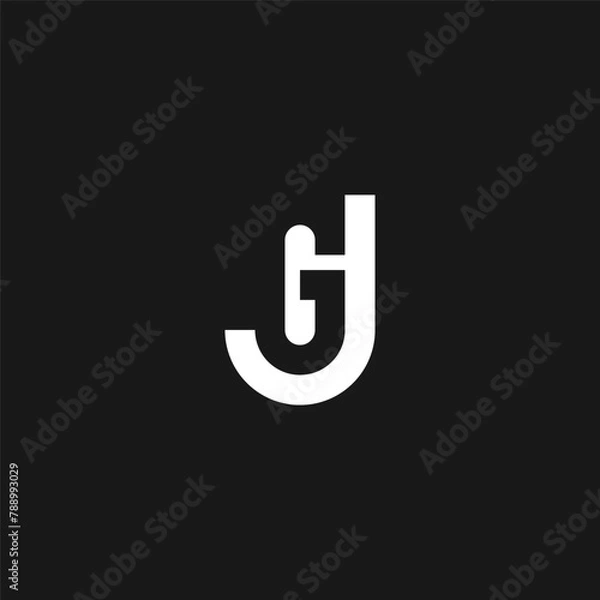 Fototapeta GJ or JG monogram logo in black and white.