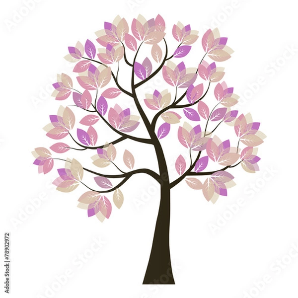 Obraz Pink tree on white background
