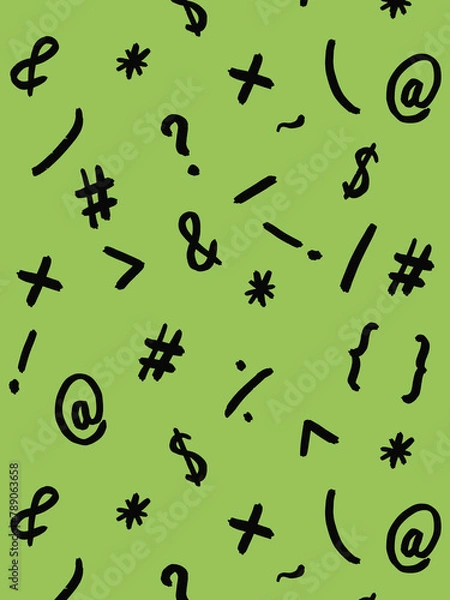 Obraz pattern with the image of keyboard symbols. Punctuation marks. Template for applying to the surface. pea background. Vertical image.