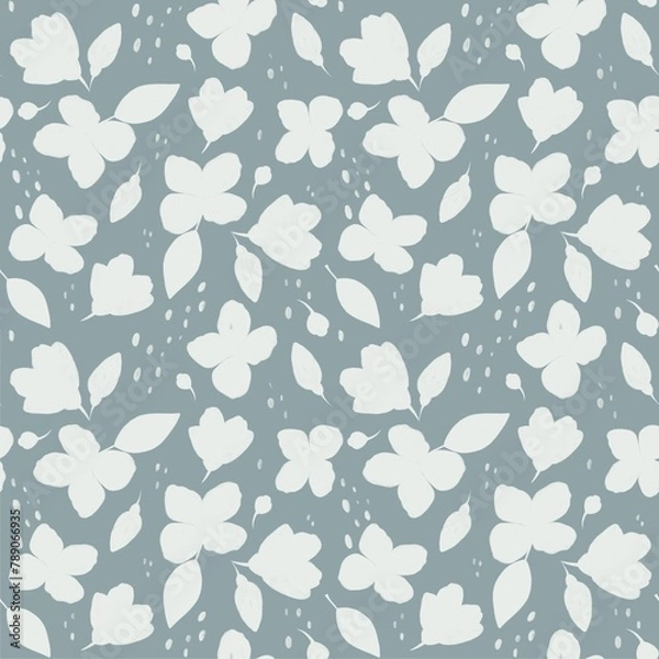 Fototapeta floral seamless pattern in blue shades