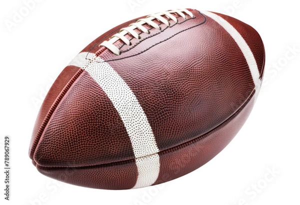Obraz American college high school junior striped football isolated on white background diagonal in frame without shadow
