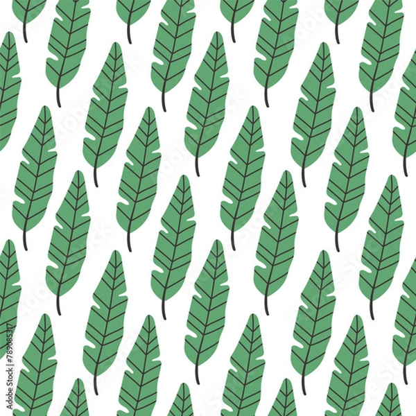 Obraz Tropical leaves pattern, jungle leaves seamless vector floral pattern. For textile. Summer background in pastel color