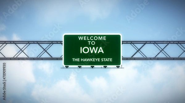 Fototapeta Iowa USA State Welcome to Highway Road Sign