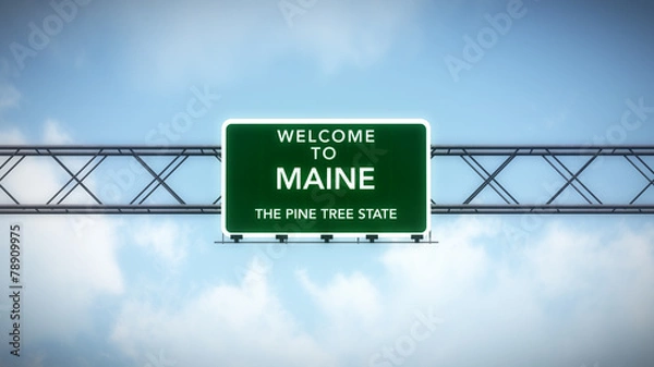 Obraz Maine USA State Welcome to Highway Road Sign