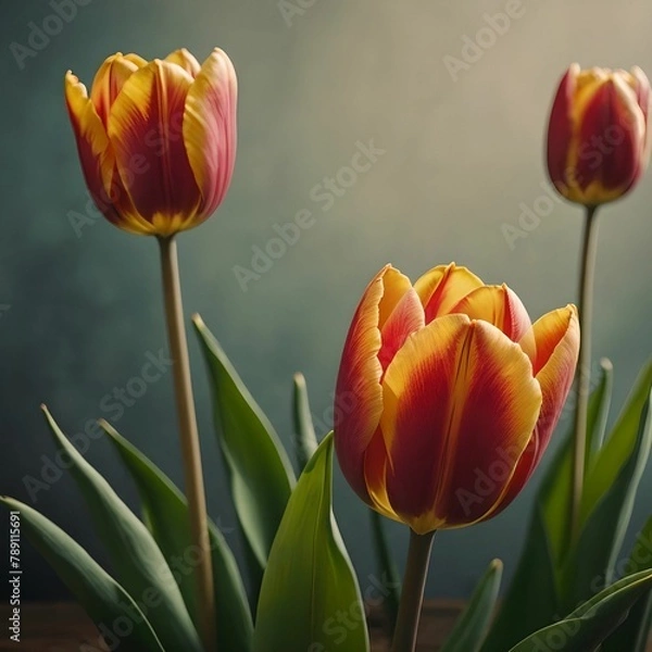 Obraz red and yellow tulips