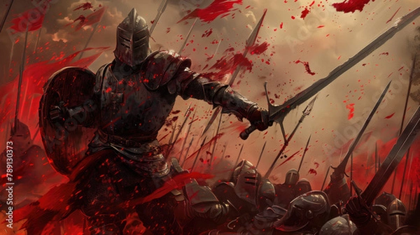 Fototapeta fantasy army battle warrior knight medieval - by generative ai