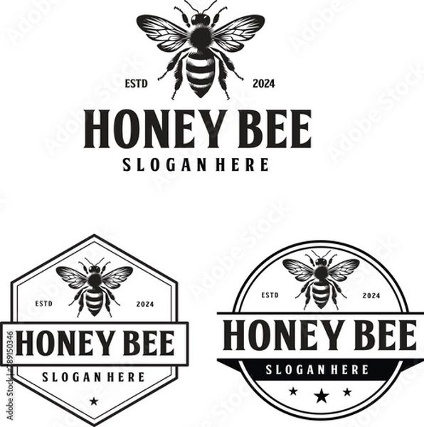 Obraz honey bee logo design with editable vector file