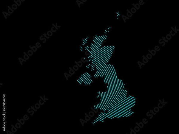 Obraz A sketching style of the map United Kingdom. An abstract image for a geographical design template. Image isolated on black background.
