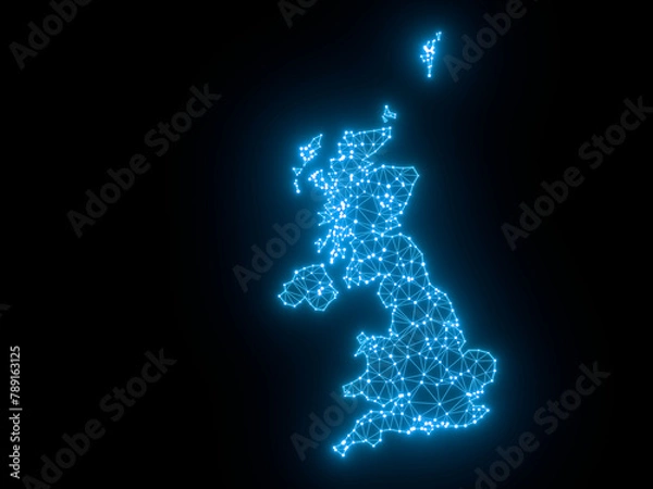 Obraz A sketching style of the map United Kingdom. An abstract image for a geographical design template. Image isolated on black background.