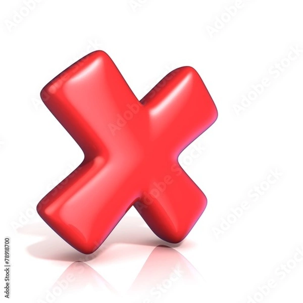 Fototapeta Red incorrect check mark. Isolated on white background