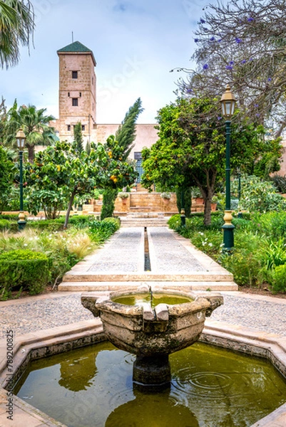 Fototapeta Rabat, Morocco - March 23, 2024: Oasis of freshness very appreciated by the Rabatis, the garden of the Oudayas, located in the Kasbah of the Oudayas in Rabat