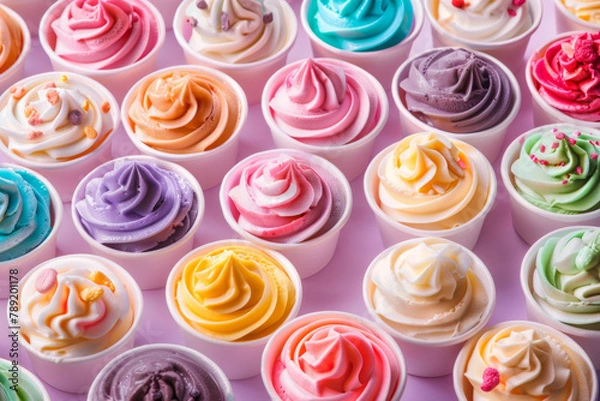 Obraz Various colorful ice cream in cup pattern for background 