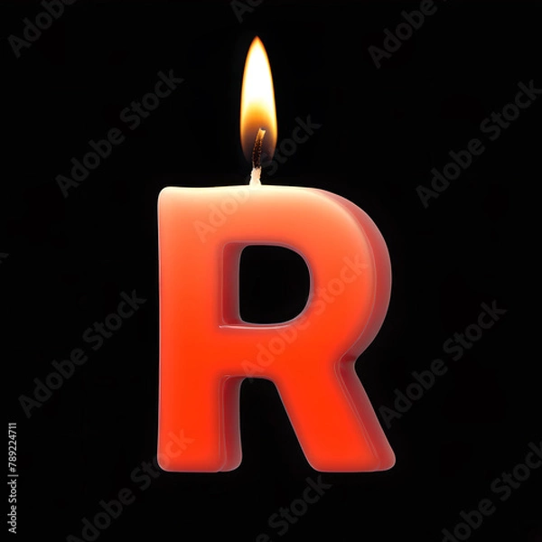Fototapeta Birthday candles letters R, Candle alphabet. Generative AI
