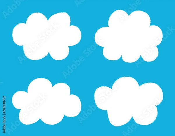 Obraz クレヨンで描いた雲（コピースペース・背景）