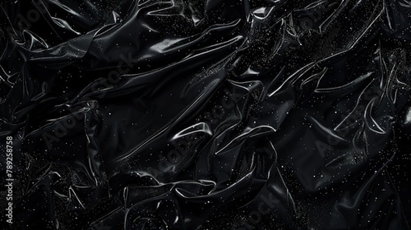 Fototapeta An image displaying the essence of background of crushed black velvet with an abstract sprinkle of starlight, mimicking a night sky. through abstract art.