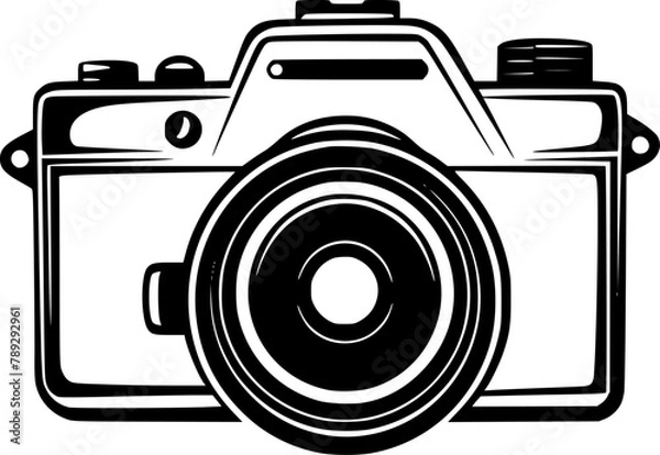 Obraz Camera - Black and White Isolated Icon - Vector illustration