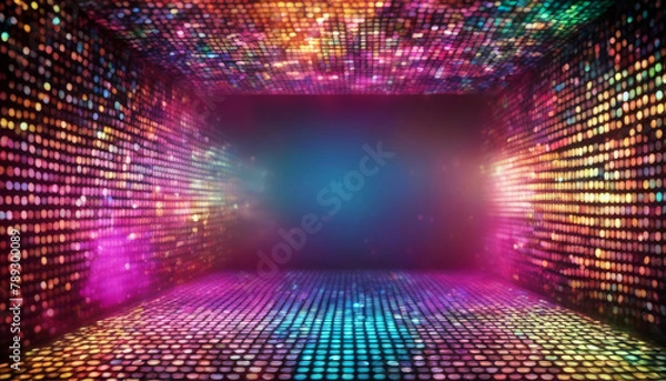 Fototapeta abstract dance party background Shiny disco wall flashing light  