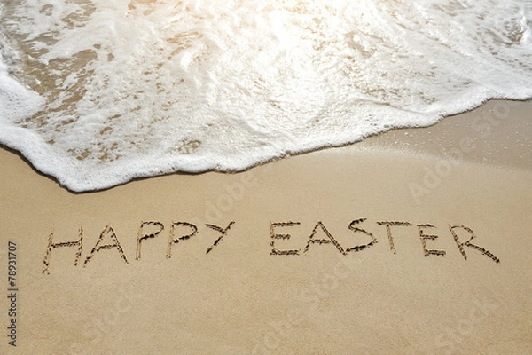 Obraz happy easter written on sand