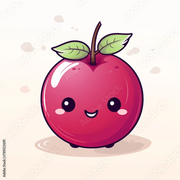 Fototapeta charming and minimalist cartoon-style depiction of a apple сreated with Generative Ai