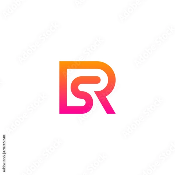 Fototapeta RS monogram logo with pink orange gradient.