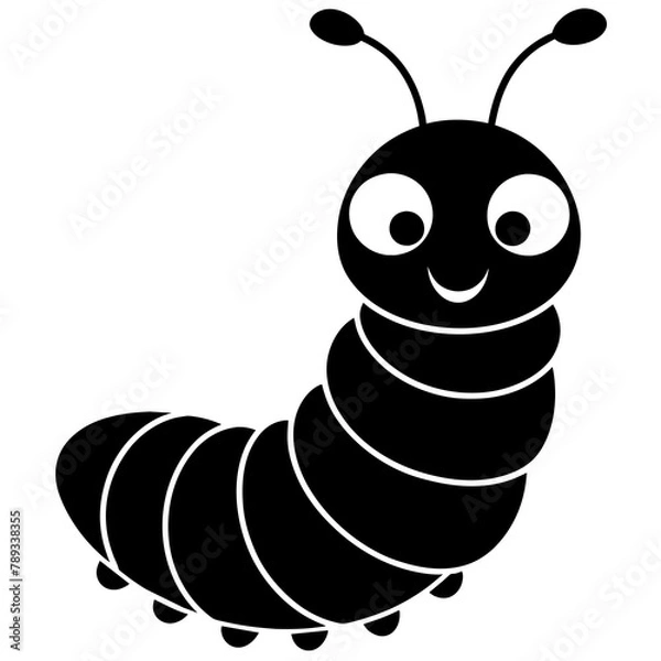 Fototapeta silhouette of the hungry caterpillar character -vector illustration