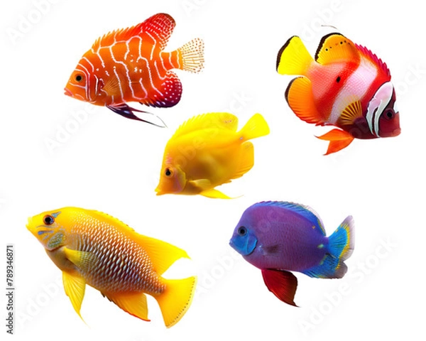 Obraz colorful tropical fishes on transparent background
