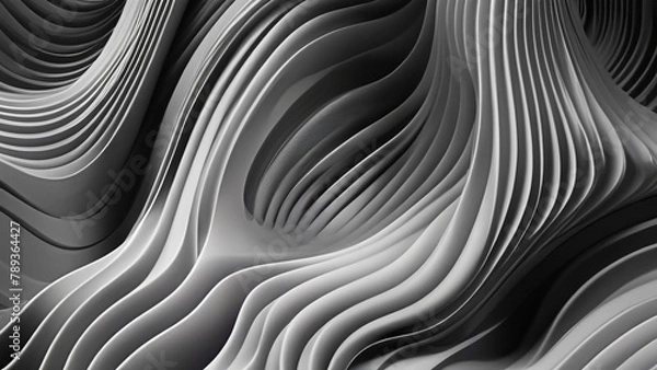 Fototapeta 3d black and white abstract gradient wave background. abstract background concept.