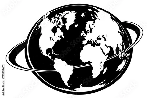 Fototapeta planet-earth-with-aceans-and-continents-tilted-on vector illusrtation