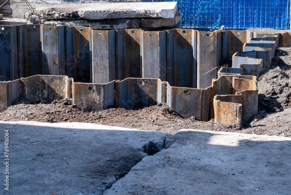 Obraz Larssen sheet pile wall in a pit