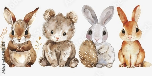 Fototapeta Cute image of three bunnies sitting closely. Suitable for various projects