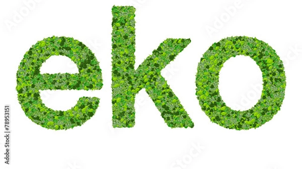 Obraz Word eko made from green leaves on gradient background.