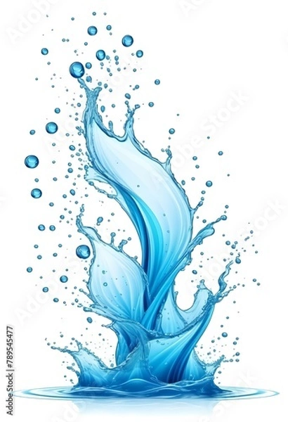 Obraz blue water splash isolated on white background